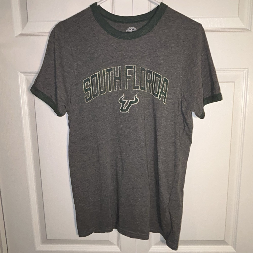 Rivalry Threads USF South Florida Bulls NCAA Football Ringer T-Shirt Mens Gray M